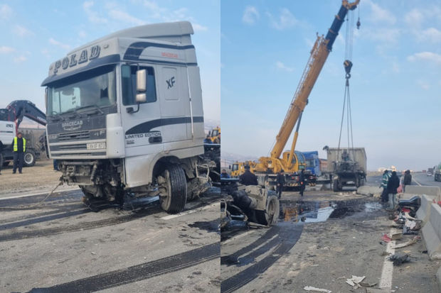 Bakı-Quba yolunda yük avtomobilləri toqquşdular